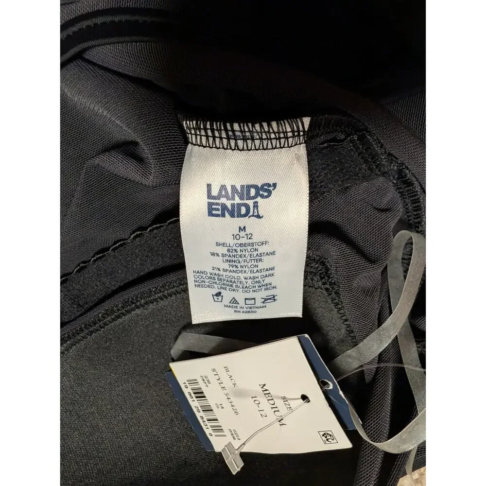 Lands' End Women's One Shoulder Tummy Control One Piece Swimsuit Black Medium